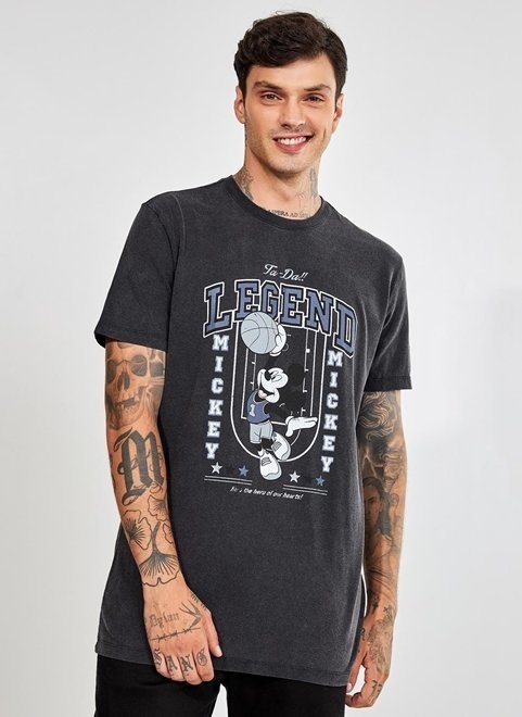 camiseta alongada mickey basquete