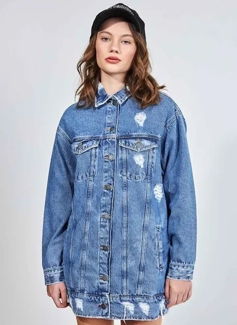 jaqueta jeans alongada oversized jaqueta jeans alongada oversized