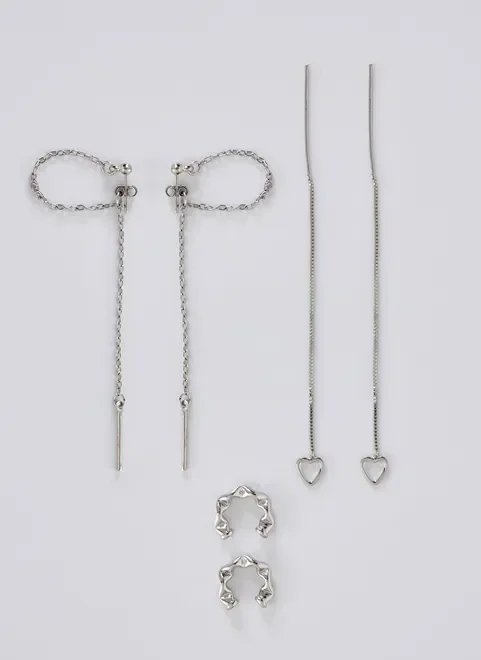 kit piercing fake e brincos compridos kit piercing fake e brincos compridos