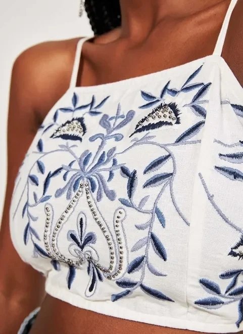 top cropped bordado top cropped bordado