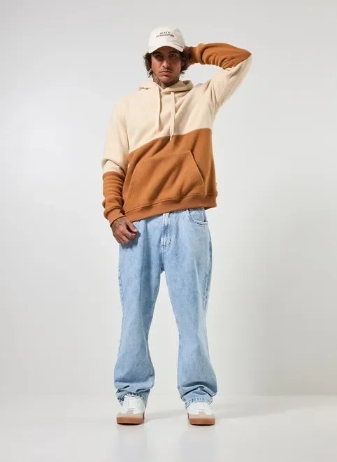 moletom fleece off-white e caramelo moletom fleece off-white e caramelo