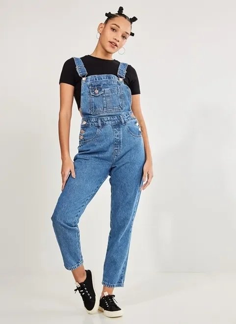 macacão jeans azul macacão jeans azul