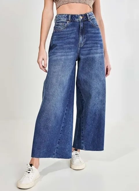 calça wide leg jeans escuro calça wide leg jeans escuro