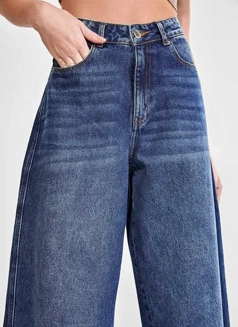 calça wide leg jeans escuro calça wide leg jeans escuro