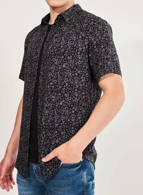 camisa de manga curta floral camisa de manga curta floral