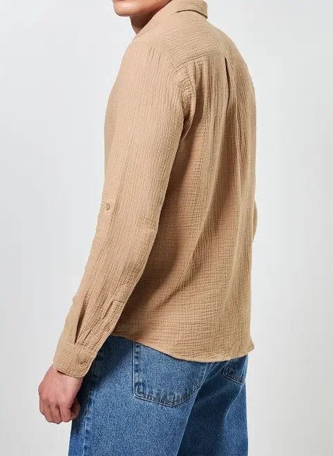 camisa de manga longa com textura camisa de manga longa com textura