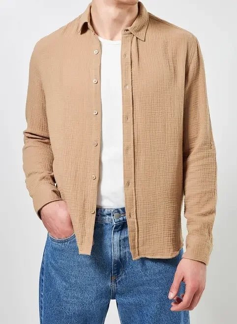 camisa de manga longa com textura camisa de manga longa com textura