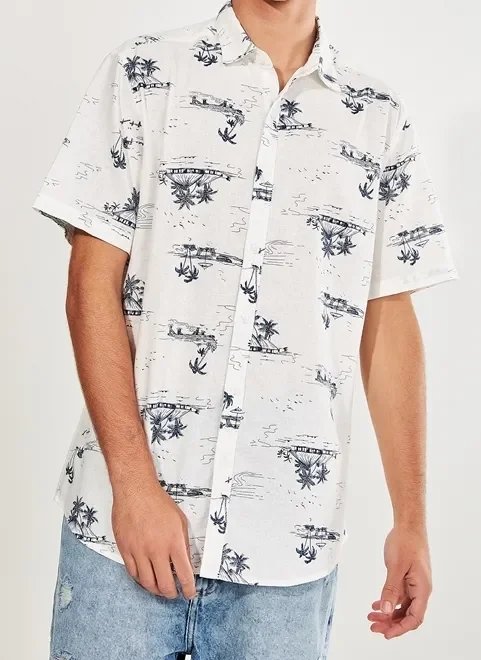 camisa com linho estampa praia camisa com linho estampa praia
