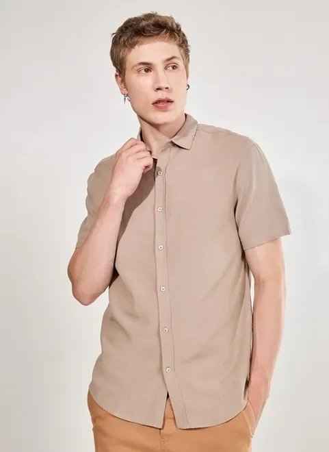 camisa de manga curta com linho camisa de manga curta com linho