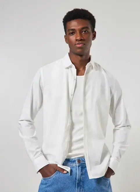 camisa de linho off-white camisa de linho off-white