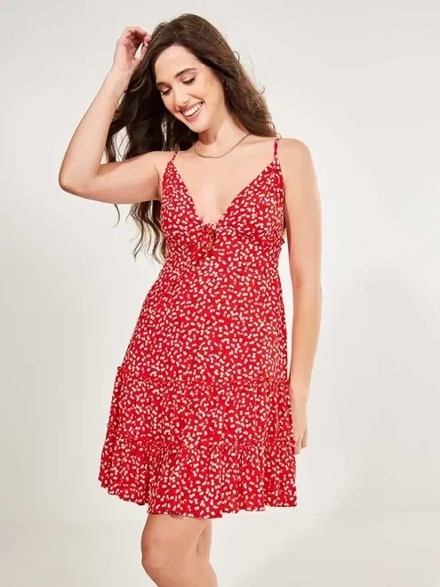 vestido curto vermelho florzinhas vestido curto vermelho florzinhas