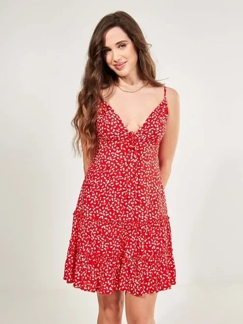 vestido curto vermelho florzinhas vestido curto vermelho florzinhas