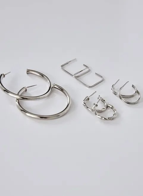 kit argolas prateadas diversas kit argolas prateadas diversas