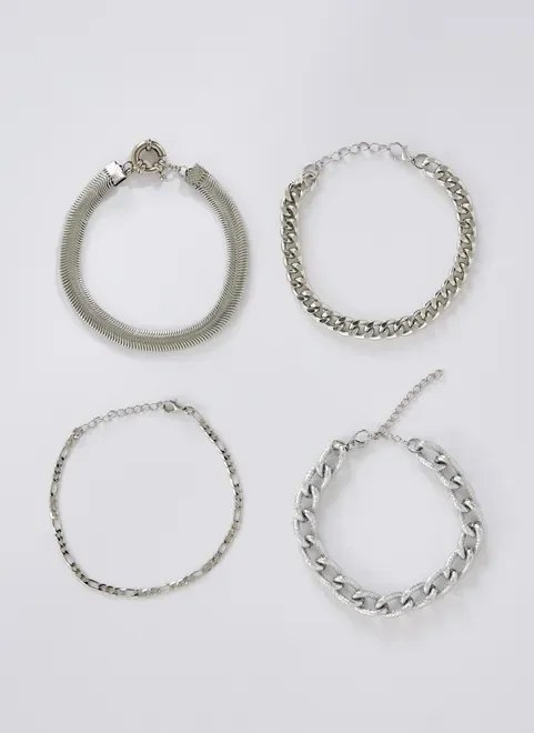 kit pulseiras prateadas kit pulseiras prateadas