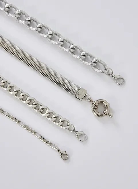 kit pulseiras prateadas kit pulseiras prateadas