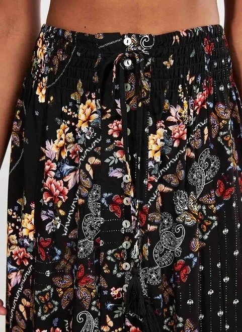 saia longa com fenda estampa de borboletas saia longa com fenda estampa de borboletas