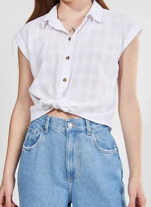 camisa off-white com texturinha camisa off-white com texturinha