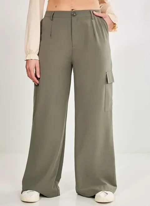 calça de alfaiataria cargo verde militar calça de alfaiataria cargo verde militar