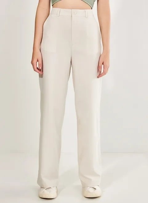 calça reta de alfaiataria off-white calça reta de alfaiataria off-white