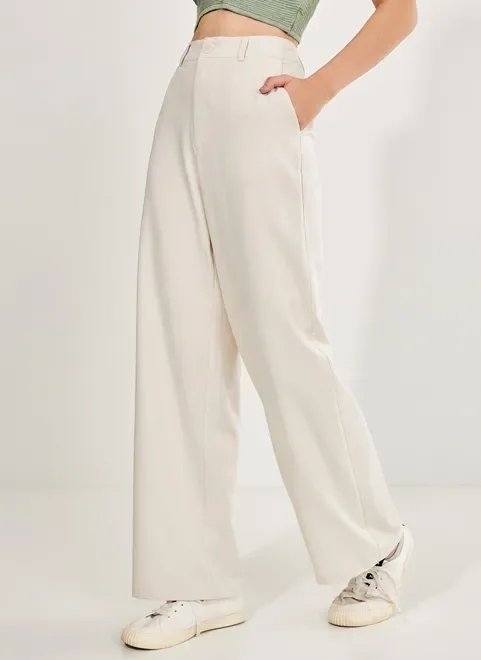 calça reta de alfaiataria off-white calça reta de alfaiataria off-white