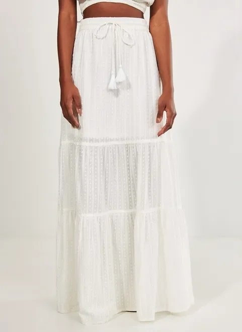 saia longa off-white com fenda saia longa off-white com fenda