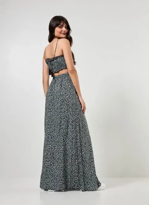 vestido longo preto com florzinhas vestido longo preto com florzinhas