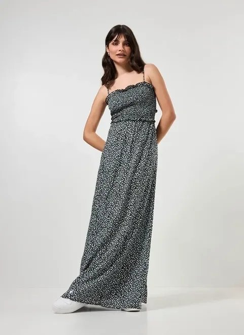 vestido longo preto com florzinhas vestido longo preto com florzinhas