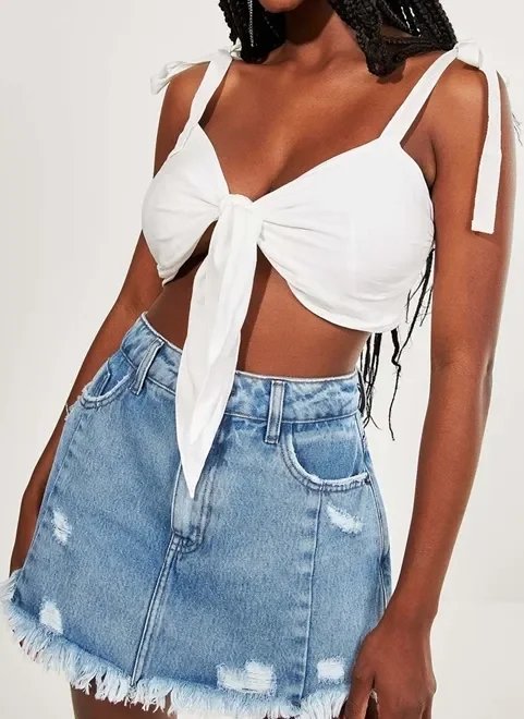 top off-white de amarração top off-white de amarração