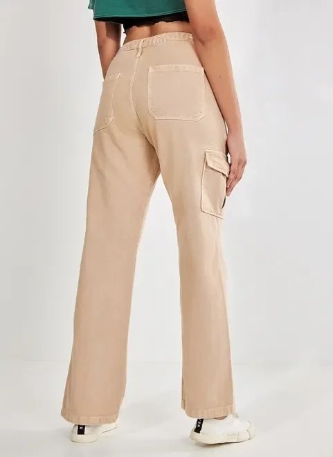 calça cargo wide leg caqui calça cargo wide leg caqui
