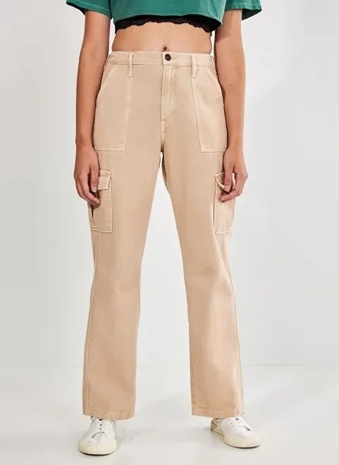 calça cargo wide leg caqui calça cargo wide leg caqui