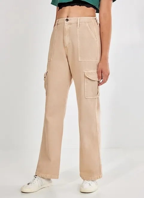 calça cargo wide leg caqui calça cargo wide leg caqui