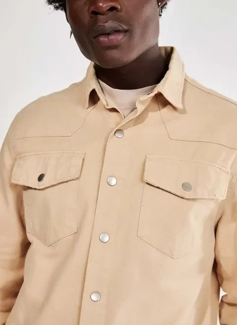 overshirt de sarja bege overshirt de sarja bege