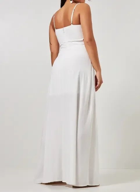 vestido longo com fenda off-white vestido longo com fenda off-white