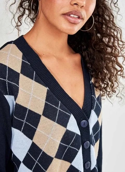 cardigan xadrez azul marinho cardigan xadrez azul marinho