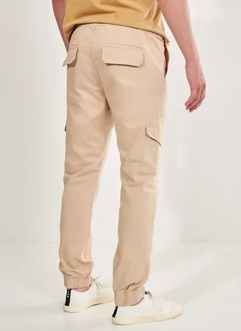 calça jogger cargo de sarja bege calça jogger cargo de sarja bege