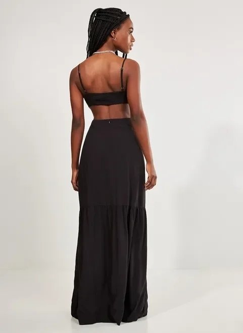 vestido longo preto com cut out vestido longo preto com cut out