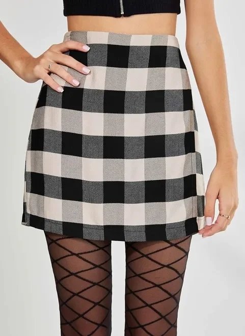 short saia xadrez short saia xadrez