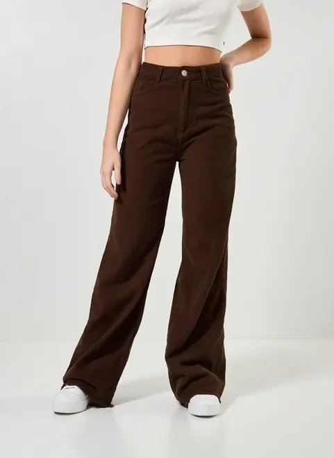 calça wide leg veludo cotelê marrom calça wide leg veludo cotelê marrom