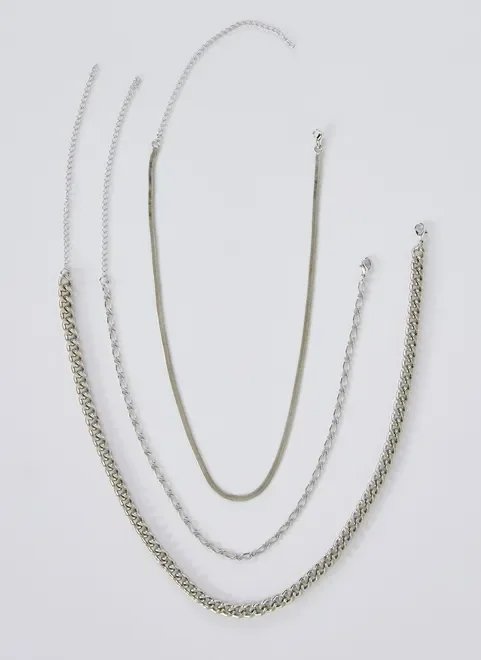 kit choker e correntes prateados kit choker e correntes prateados