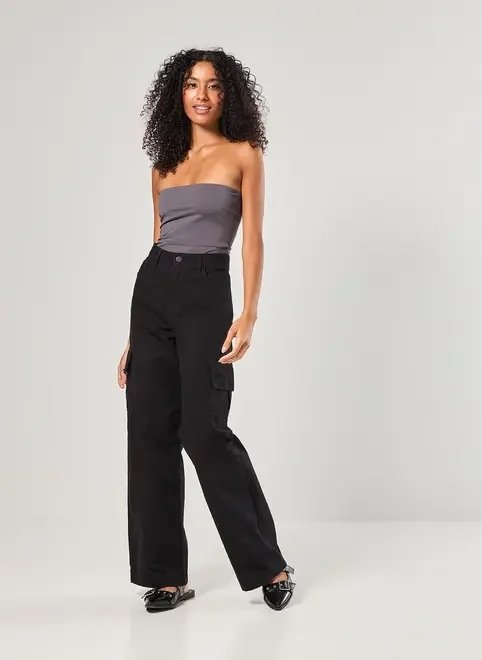 calça wide leg cargo cintura alta calça wide leg cargo cintura alta