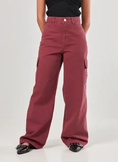 calça wide leg cargo cintura alta calça wide leg cargo cintura alta