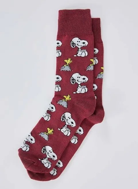 meia vinho snoopy meia vinho snoopy