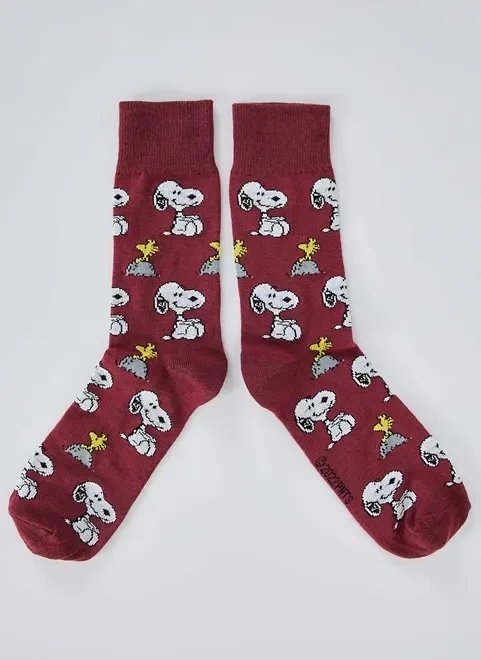 meia vinho snoopy meia vinho snoopy