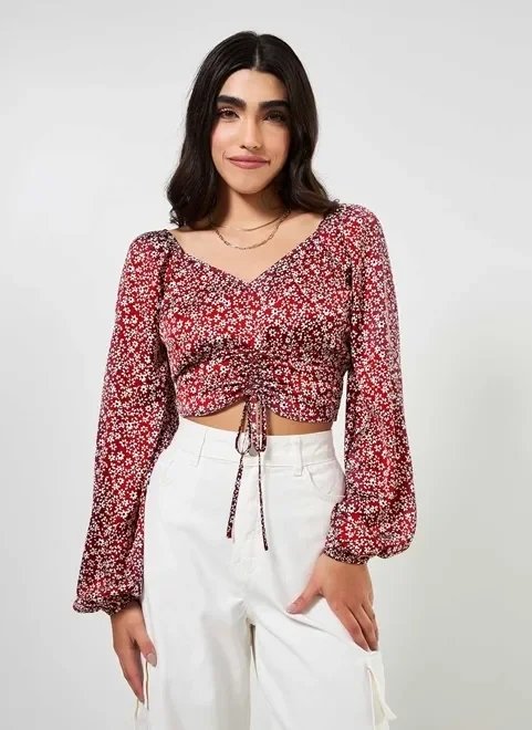 blusa manga longa vermelho florzinhas blusa manga longa vermelho florzinhas