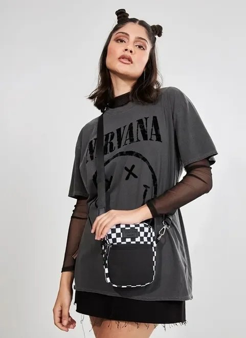 shoulder bag grid preto e branco shoulder bag grid preto e branco