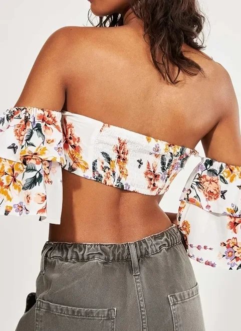 top floral com manga removível top floral com manga removível