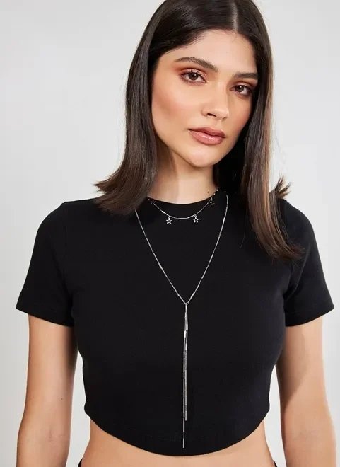 colar 2 correntes pingentes estrelas colar 2 correntes pingentes estrelas