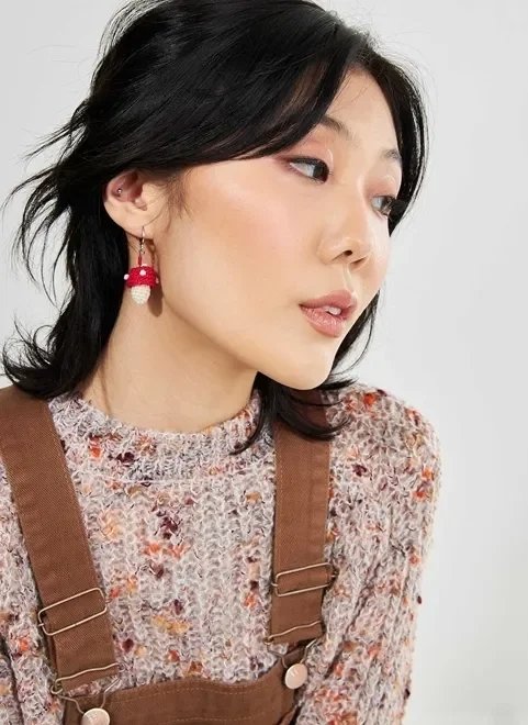 brinco argolinha cogumelo de crochê brinco argolinha cogumelo de crochê