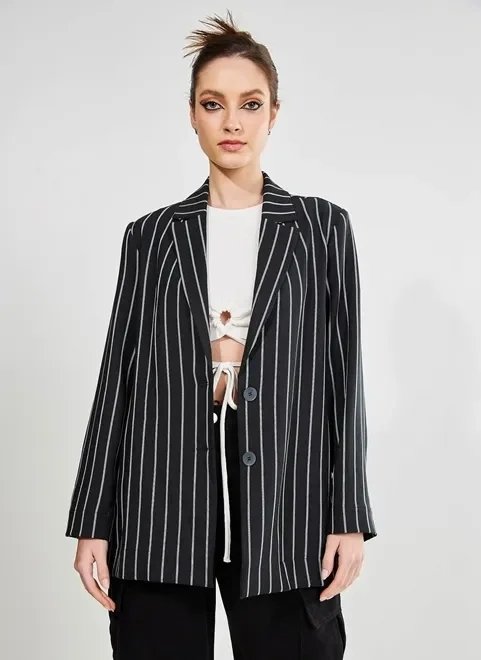 blazer preto risca de giz blazer preto risca de giz