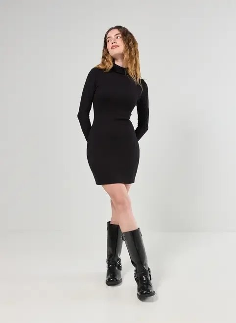 vestido manga longa com golinha vestido manga longa com golinha